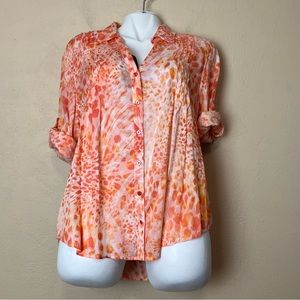 Gloria Vanderbilt‎ Button Shirt Womens XL Petite V-Neck Blouse